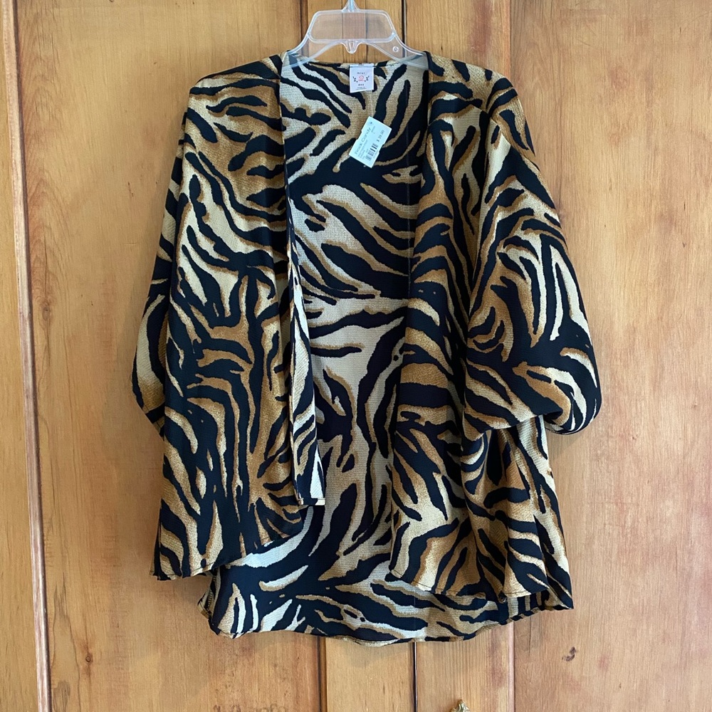 Tiger print open front short kimono